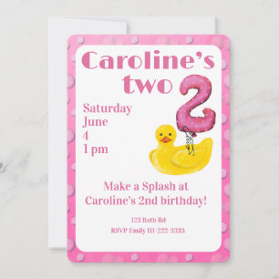 Make a Splash Rubber Duck 2nd Birthday Invitation
