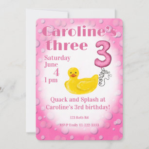 Make a Splash Rubber Duck 3rd Birthday Invitation