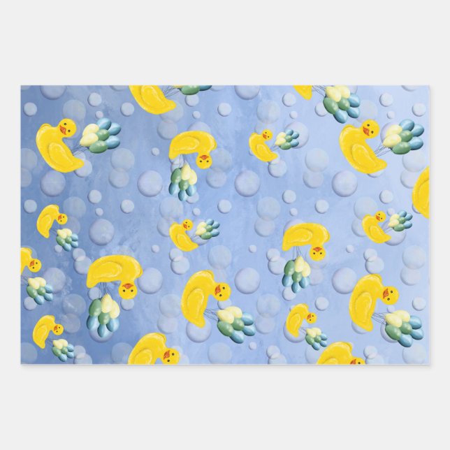 Make a Splash Rubber Duck 3rd Birthday Invitation Wrapping Paper Sheet (Front)
