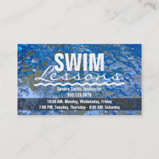 Make a Splash Sparkling Blue Water Swim Lessons Business Card
