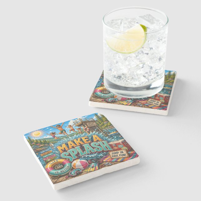 Make A Splash Stone Coaster (Side)