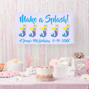 Make a Splash Swimming Mermaid Birthday Party Banner