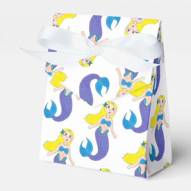Make a Splash Swimming Mermaid Birthday Party Favor Box (Front Side)