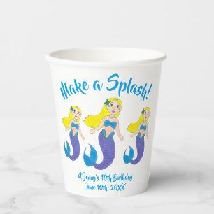 Make a Splash Swimming Mermaid Birthday Party Paper Cups