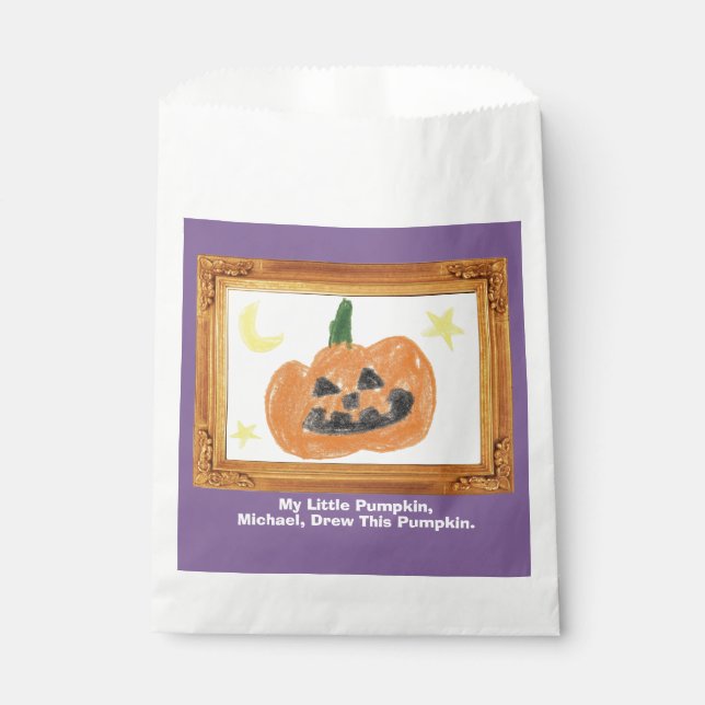 Make a Treasure By Your Kid's Art Work | Pumpkin  Favour Bag (Front)