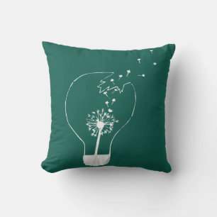Make a Wish Abstract Dandelion Flower Throw Pillow