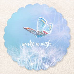 Make a Wish Dandelion and Butterfly Design Paper Coaster