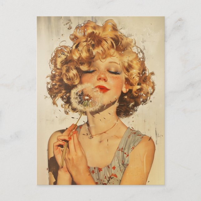 Make a Wish Dandelion Postcard (Front)