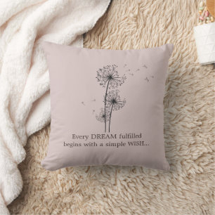 Make A Wish Dandelion Quote Throw Pillow