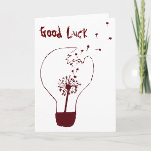 Make a Wish Good LuckCard. Abstract Dandelion Pink Card