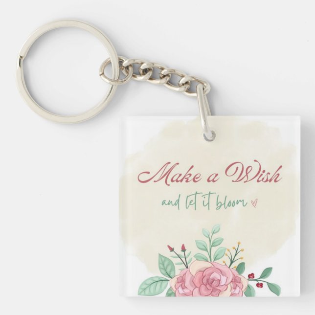 Make a Wish Keychain | Floral Cute Accessory (Front)