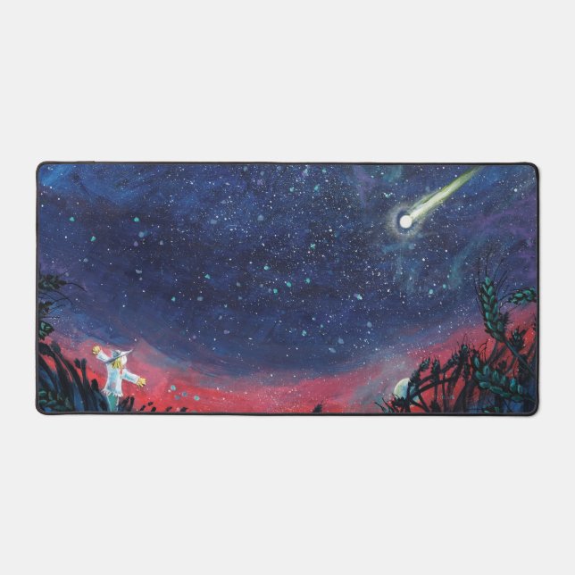 Make a Wish on a Shooting Star Illustration Desk Mat (Front)