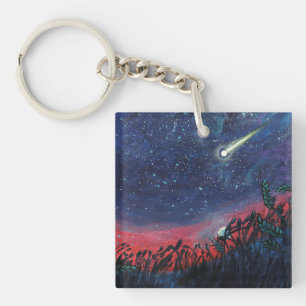 Make a Wish on a Shooting Star Illustration Keychain