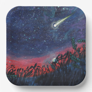 Make a Wish on a Shooting Star Illustration Paper Plate