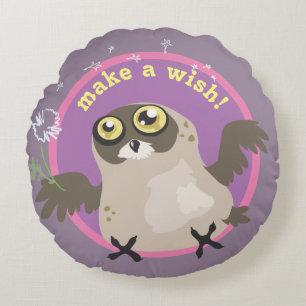 Make a Wish! Owl Round Pillow