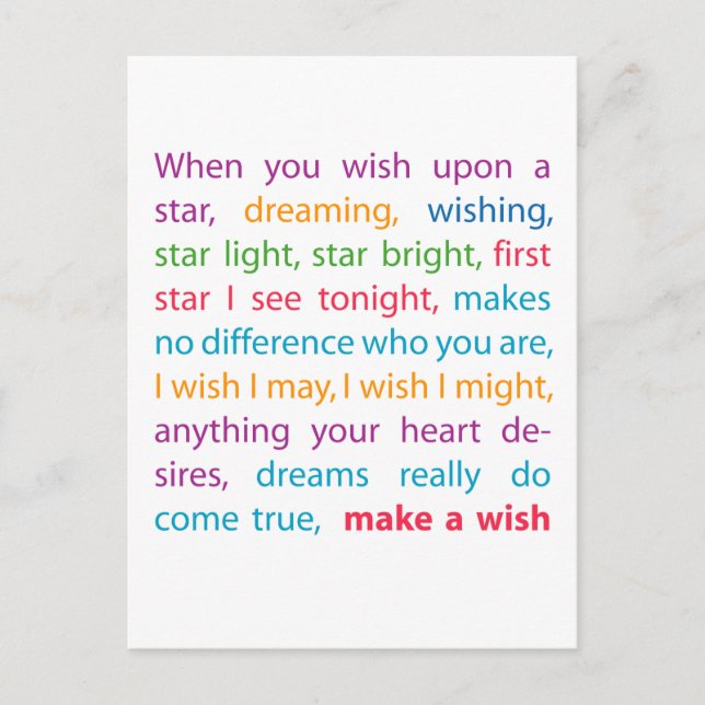 Make a Wish Postcard (Front)