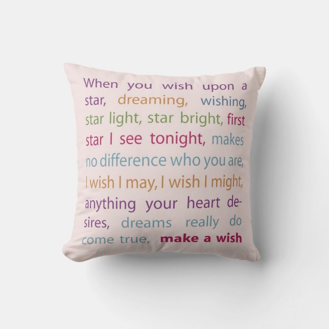Make A Wish (rainbow on pink) Throw Pillow (Front)