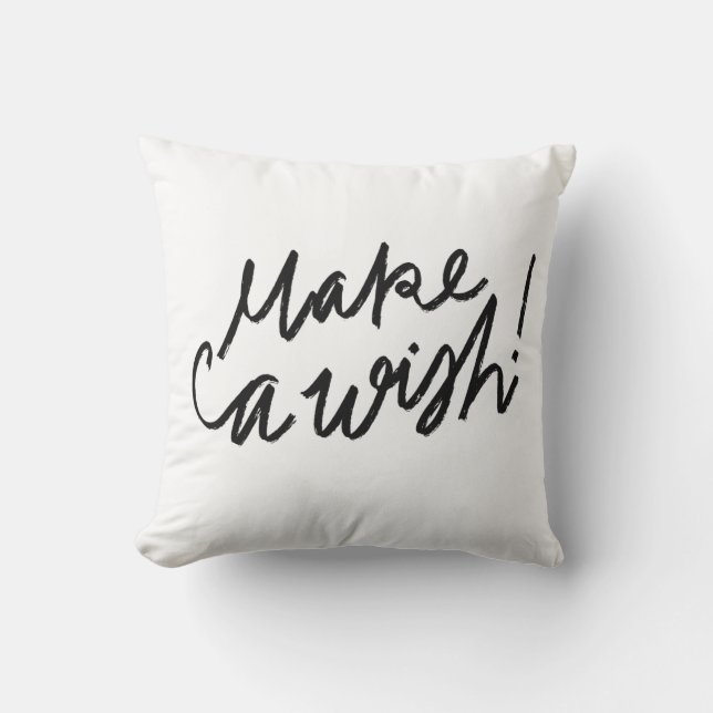 Make a Wish Typography Throw Pillow (Front)