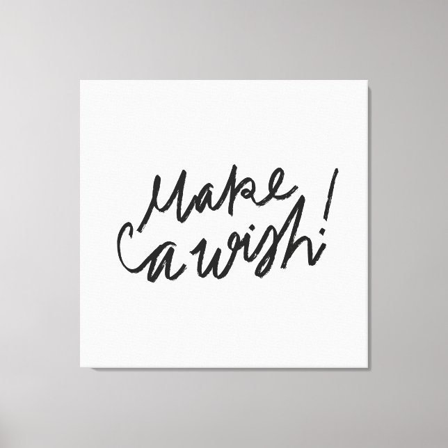 Make a Wish Typography Throw Pillow Canvas Print (Front)