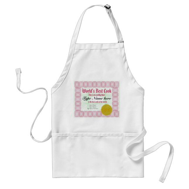 Make a World's Best Cook Award Certificate Apron (Front)