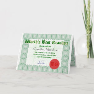 Make a World's Best Grandpa Certificate Award Card