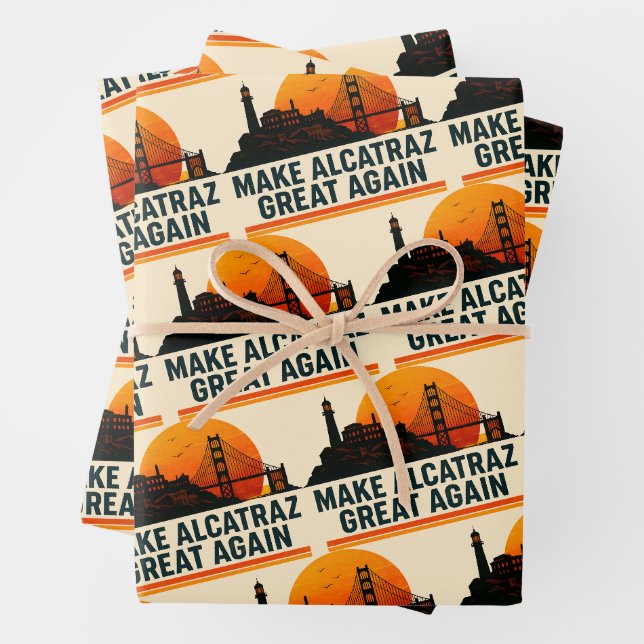 Make Alcatraz Great Again Funny Wrapping Paper Sheet (In situ)