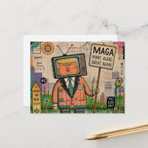 Make Algae Green Again Mixed Media Funny Collage Postcard