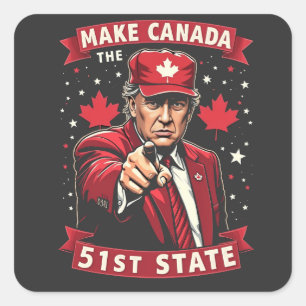 Make America 51st State Canadian American Square Sticker