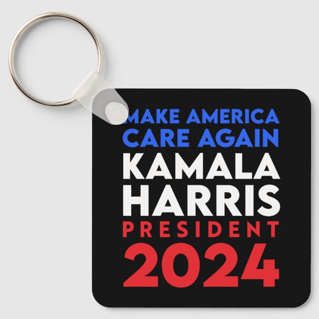 Make America Care Again Harris President 2024 Keychain (Front)
