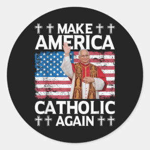 Make America Catholic Again Us Pope Leo Xiv  Classic Round Sticker
