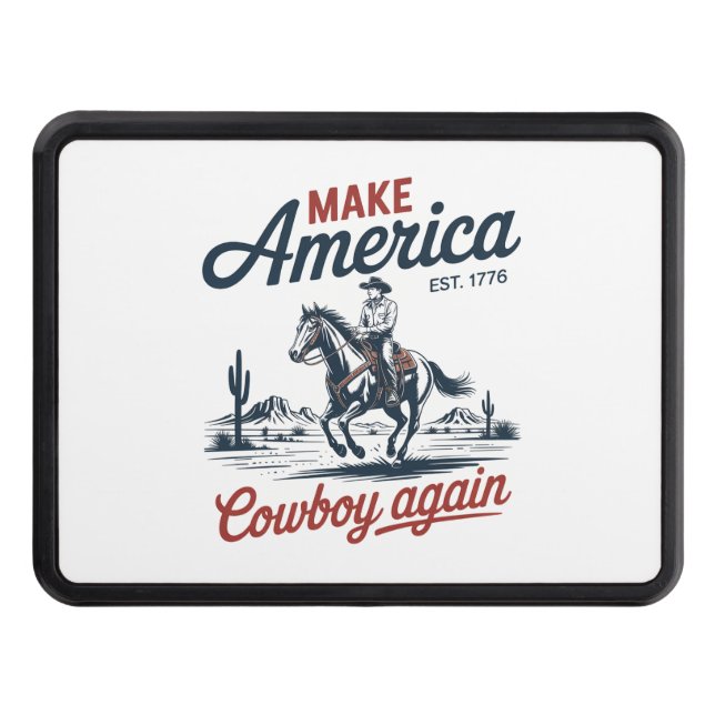 Make America Cowboy Again Horse Trailer Hitch Cover (Front)