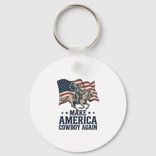 Make America Cowboy Again Patriotic Western Shirt_ Keychain