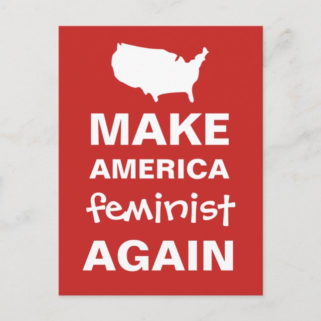 Make America Feminist Again Protest Parody Postcard (Front)