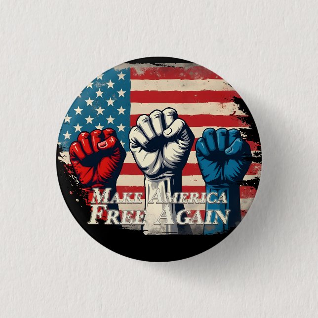 Make America Free Again Artwork 1 Inch Round Button (Front)