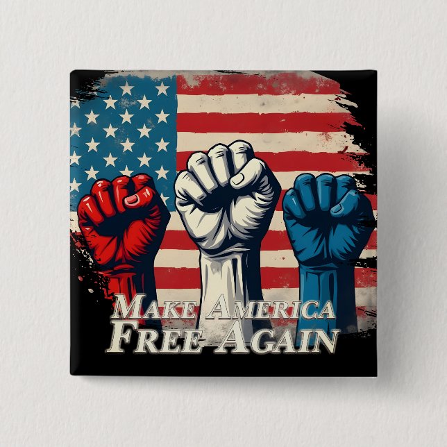 Make America Free Again Artwork 2 Inch Square Button (Front)