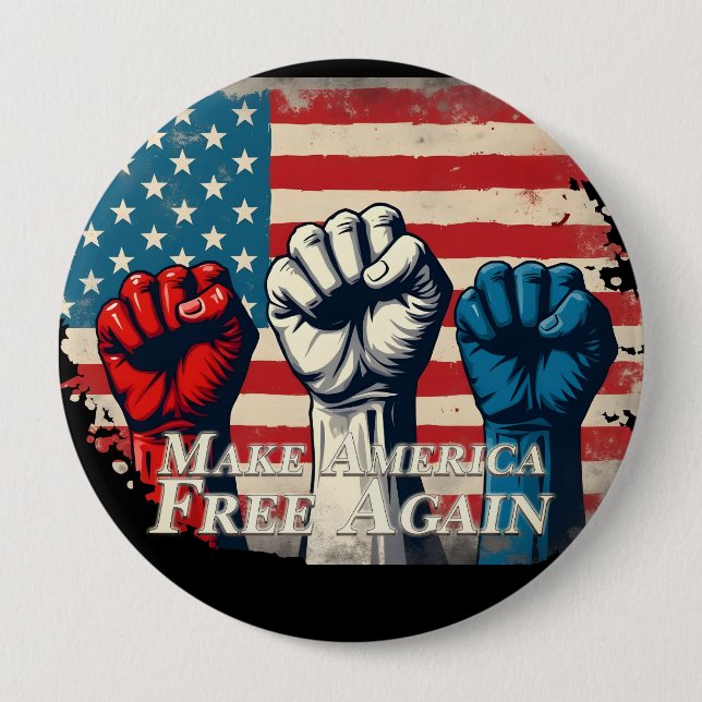 Make America Free Again Artwork 4 Inch Round Button (Front)