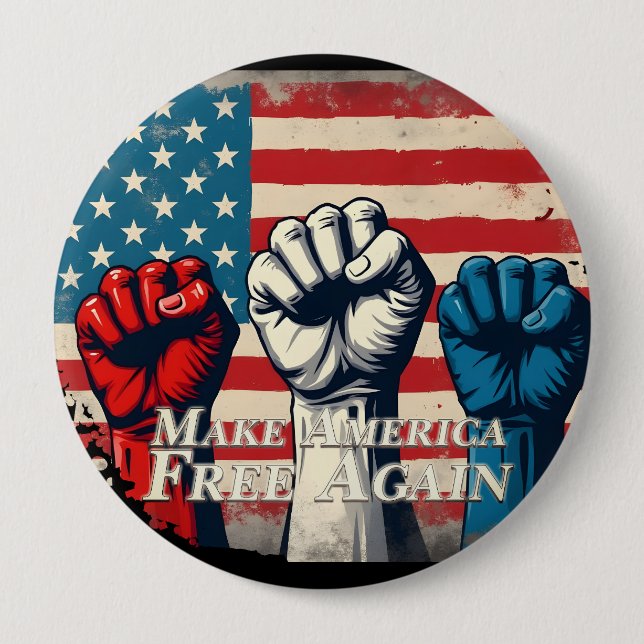 Make America Free Again Artwork 4 Inch Round Button (Front)