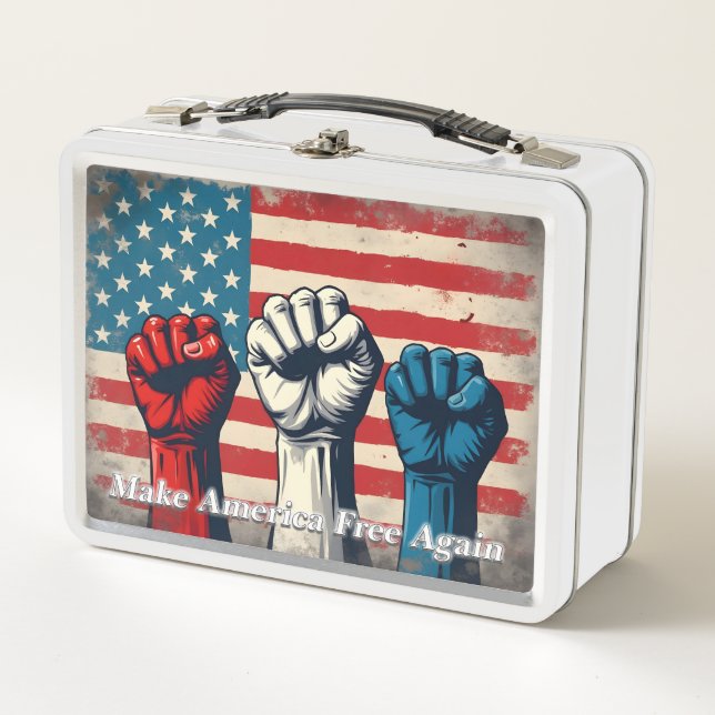 Make America Free Again Artwork Metal Lunch Box (Front)
