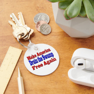 Make America Free Drain the Swamp red blue Keychain