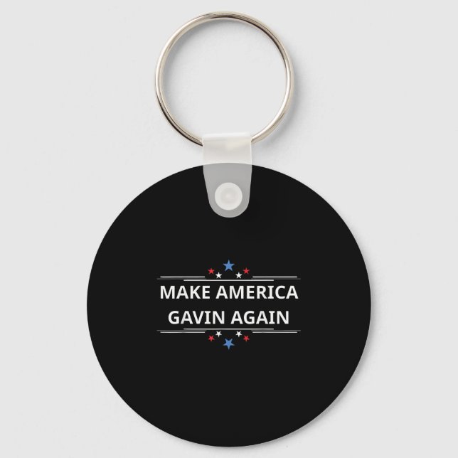 Make America Gavin Again Funny Patriotic Usa Flag  Keychain (Front)