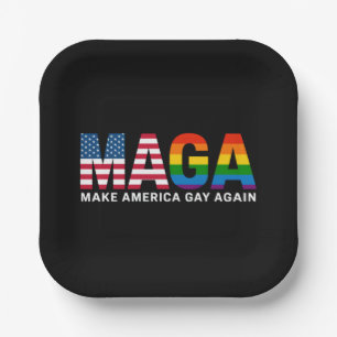 Make America Gay Again Gay Pride 2025 LGBTQ+  Paper Plate