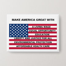 MAKE AMERICA GREAT - A LIVING WAGE, ETC. ON FLAG