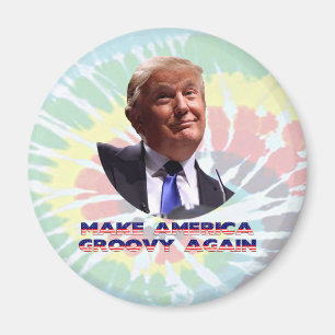 Make America Groovy Again Tie-Dye Round Magnet