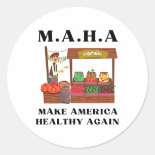 Make America Healthy Again Veggie Stand Trump Rfk  Classic Round Sticker