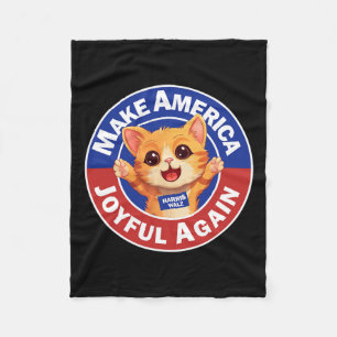 Make America Joyful Again Harris 2024 Cat Lady Fleece Blanket