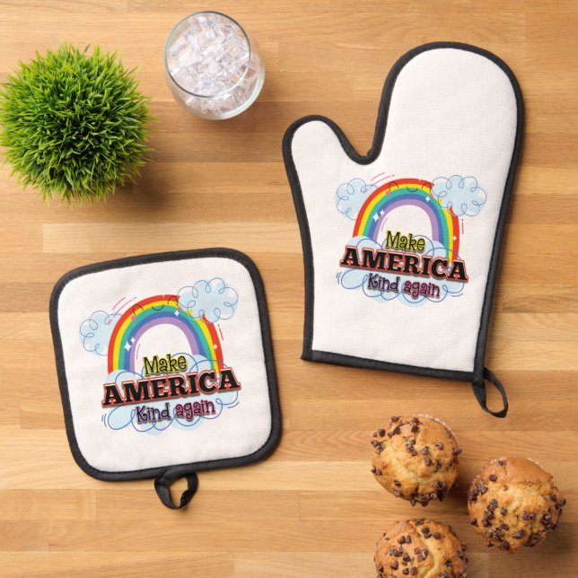 Make America Kind Again Oven Mitt & Pot Holder Set (Top Down)