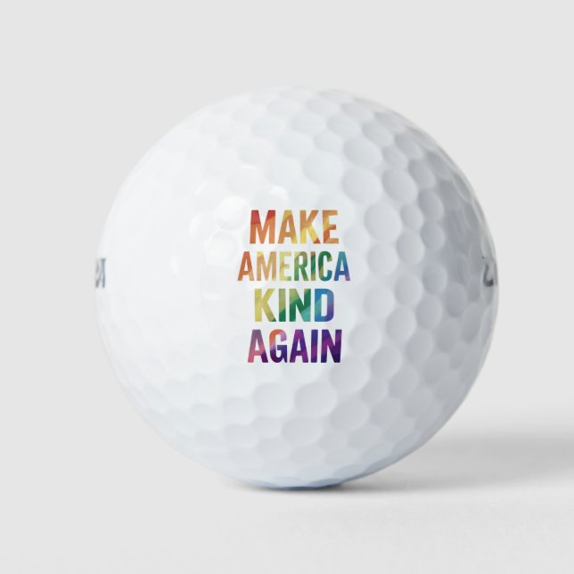 Make America Kind Again Rainbow LGBTQ Gay  Golf Balls (Front)