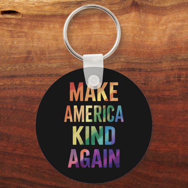 Make America Kind Again Rainbow LGBTQ Gay  Keychain (Front)