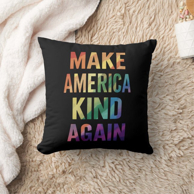Make America Kind Again Rainbow LGBTQ Gay  Throw Pillow (Blanket)