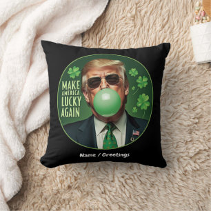Make America Lucky Again Funny Trump Bubblegum Throw Pillow